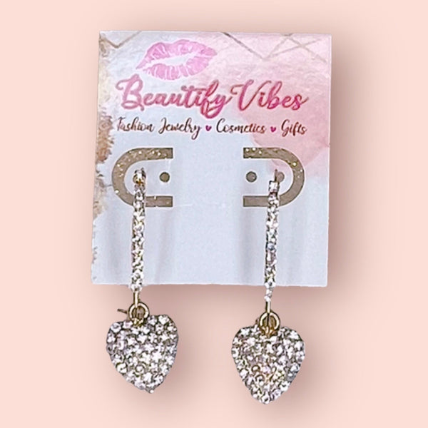 Heart Crystal Dangle Earrings
